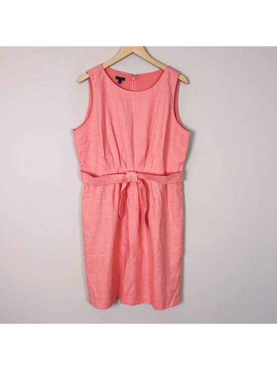 Talbots Dresses & Skirts - NEW Talbots Salmon Pink Shift Dress Front Tie Summer Linen Blend Size 14 Women's